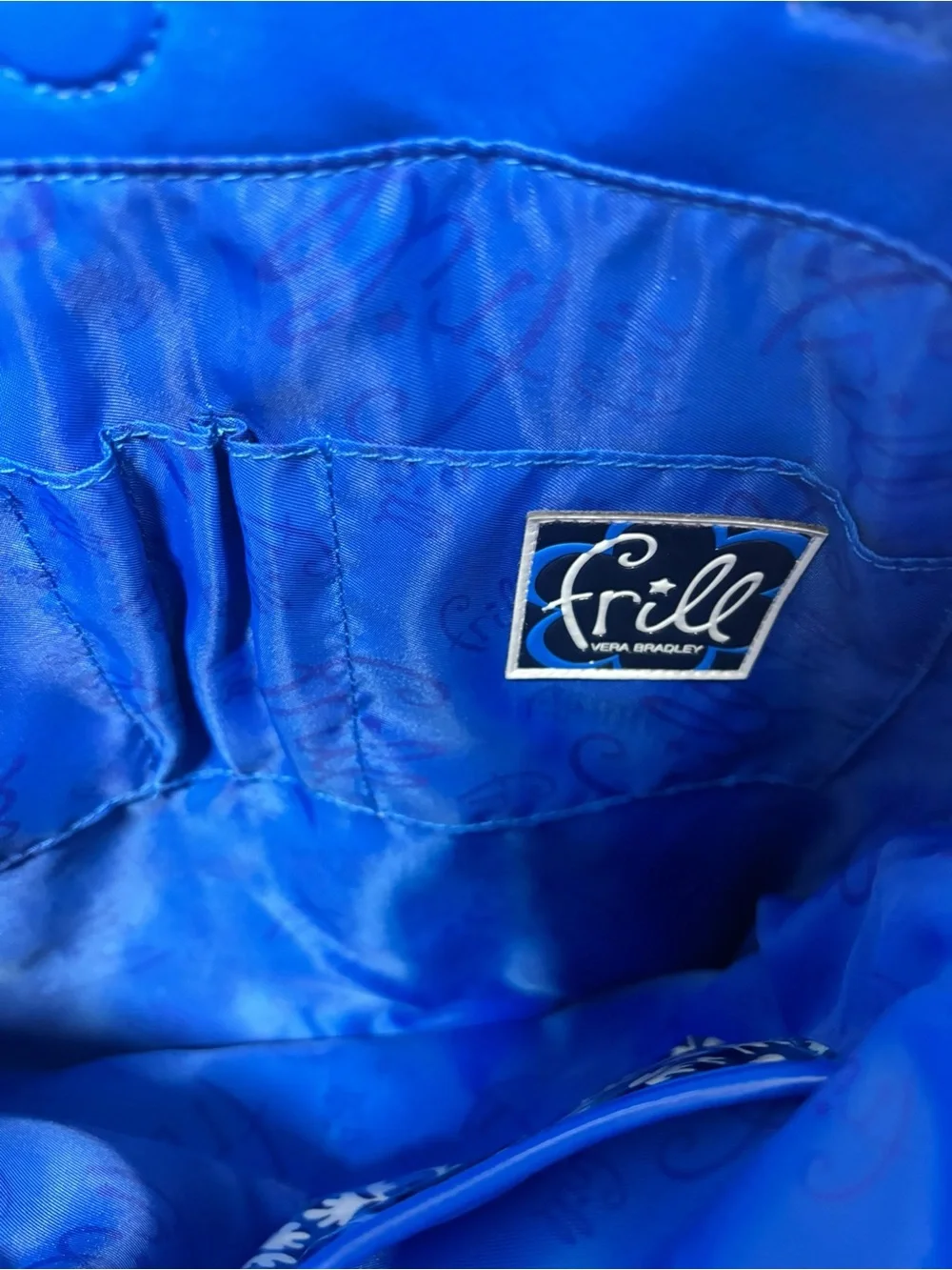 2010 Vera Bradley Frill Everything Nice Tote Blue Lagoon Glossy Shoulder Bag